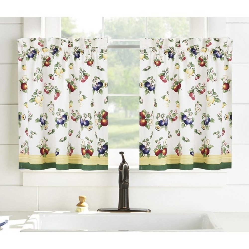 Kitchen Cafe Curtain Set Villeroy Boch French Garden 2 Tiers Window Treatment